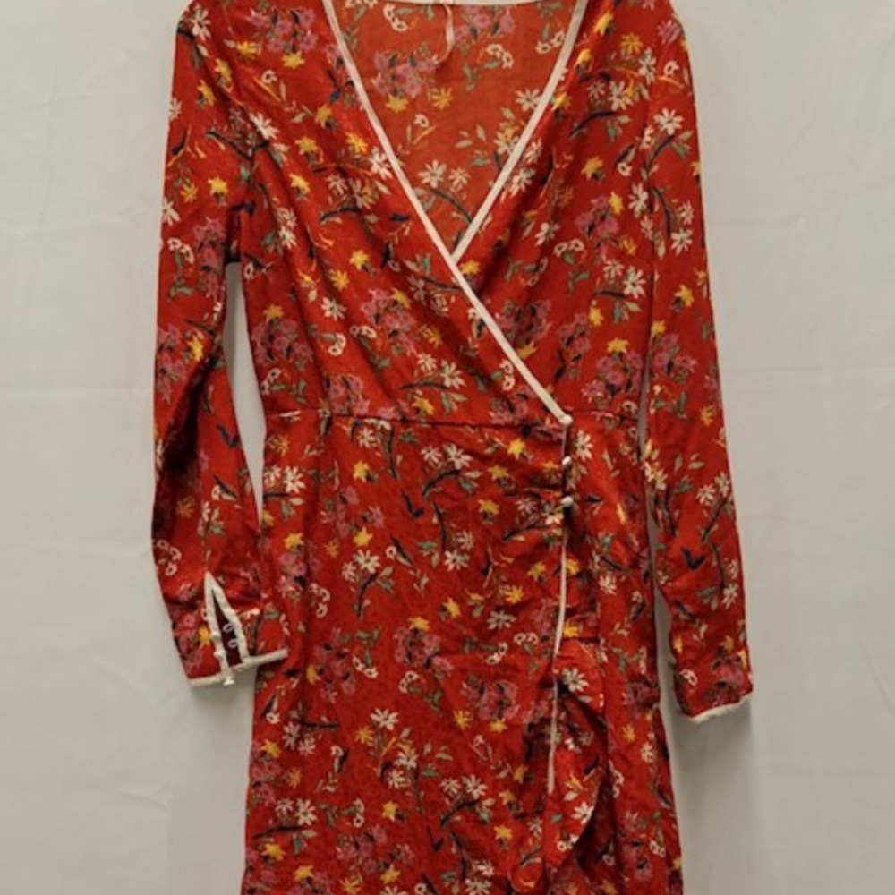 Free People Women's Orange Dress Sz 8. Slimming boho dress